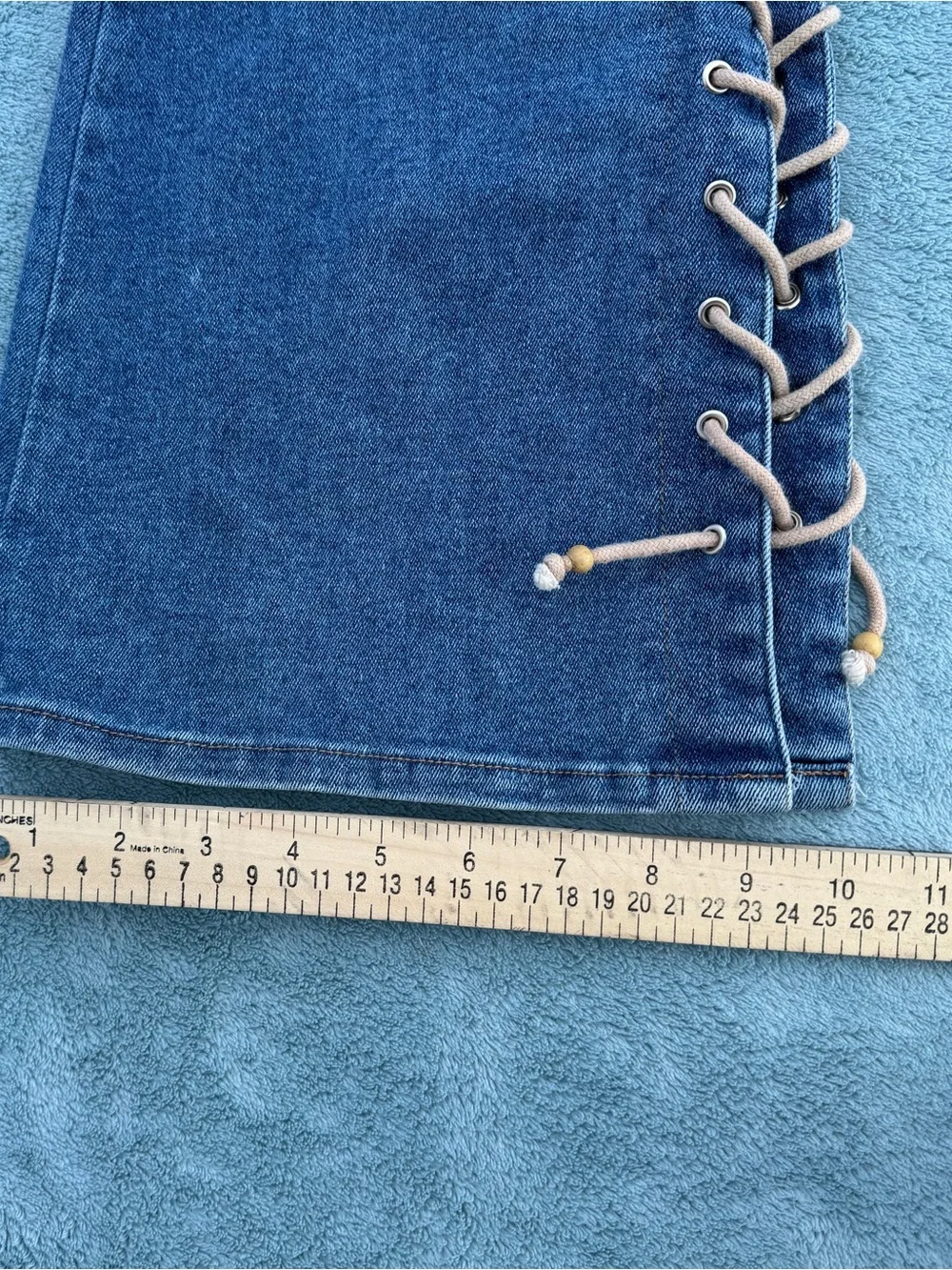 French Laundry Blue Lace-Up Stretch Flare Jeans size 9